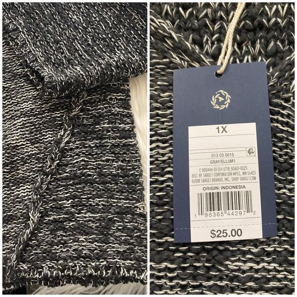 Women's Plus Size V-Neck Pullover Sweater - Universal Thread GRAY 1X NWT - Picture 4 of 7